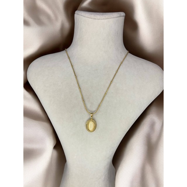 Vintage Sedef Taşlı Kadın Çelik Kolye