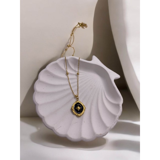 Vintage Kutup Yıldızı Kadın Çelik Gold Kolye