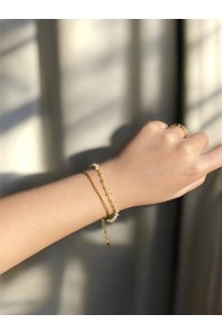 Çift Sıra Boncuklu Zincir Zarif Kadın Çelik Bileklik Çift Sıra Boncuklu Zincir Zarif Kadın Çelik Bileklik