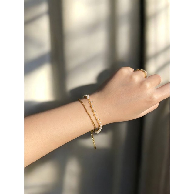 Çift Sıra Boncuklu Zincir Zarif Kadın Çelik Bileklik Çift Sıra Boncuklu Zincir Zarif Kadın Çelik Bileklik