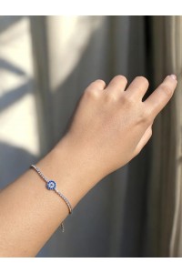 Mavi Nazarlık Detaylı Su Yolu Silver Kadın Bileklik