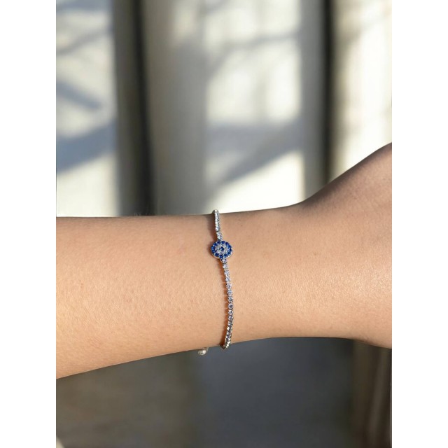 Mavi Nazarlık Detaylı Su Yolu Silver Kadın Bileklik
