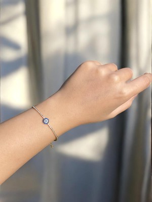 Mavi Nazarlık Detaylı Su Yolu Gold Kadın Bileklik