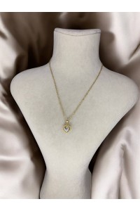 Kalp Detaylı Gold Kolye