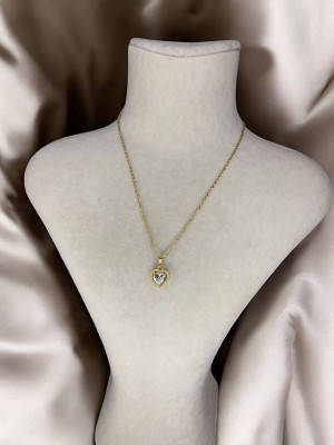 Kalp Detaylı Gold Kolye
