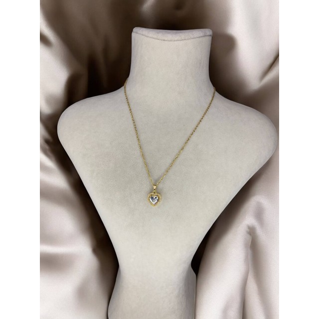 Kalp Detaylı Gold Kolye