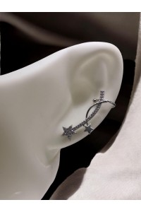Yıldız Desenli Silver Earcuff Küpe