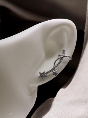 Yıldız Desenli Silver Earcuff Küpe