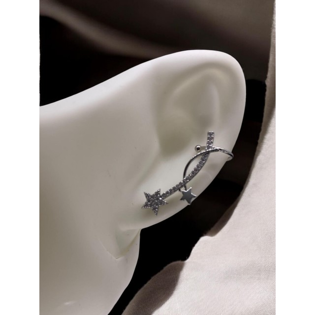 Yıldız Desenli Silver Earcuff Küpe