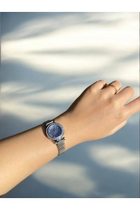 Yuvarlak Mavi Kadranlı Gümüş İnce Kordonlu Kadın Vintage Saat-7