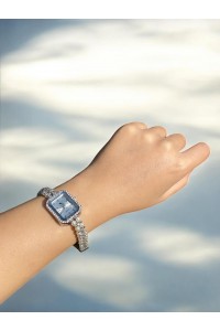 Dikdörtgen Kadranlı Gümüş İnci Kordonlu Kadın Vintage Saat-9