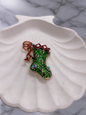 Yılbaşı Yeşil Çorap Broş Yılbaşı Yeşil Çorap Broş