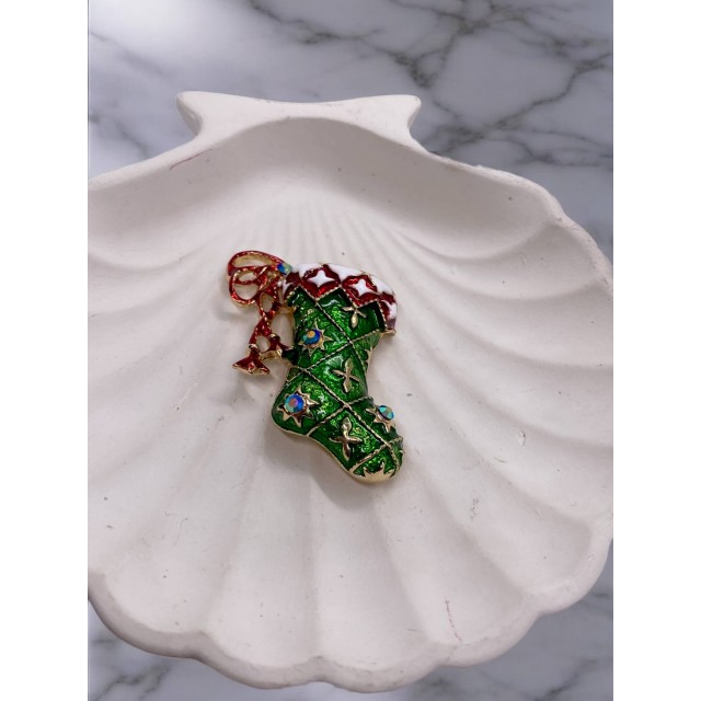 Yılbaşı Yeşil Çorap Broş Yılbaşı Yeşil Çorap Broş