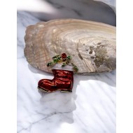 Yılbaşı Kırmızı Çorap Broş Yılbaşı Kırmızı Çorap Broş