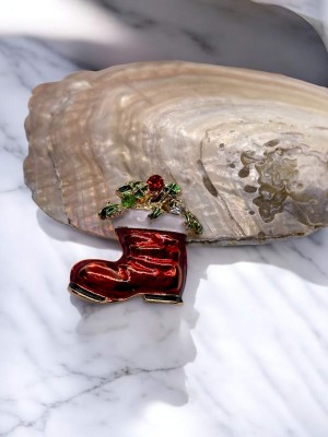 Yılbaşı Kırmızı Çorap Broş Yılbaşı Kırmızı Çorap Broş