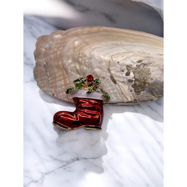 Yılbaşı Kırmızı Çorap Broş