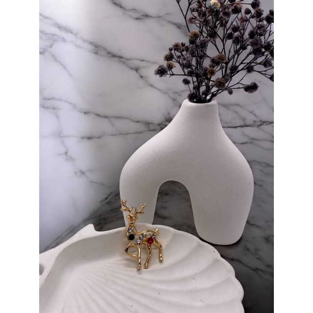 Yılbaşı Ren Geyiği Taşlı Broş