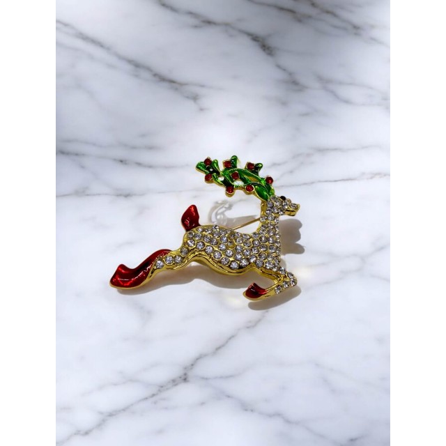 Yılbaşı Ren Geyiği Taşlı Broş Yılbaşı Ren Geyiği Taşlı Broş