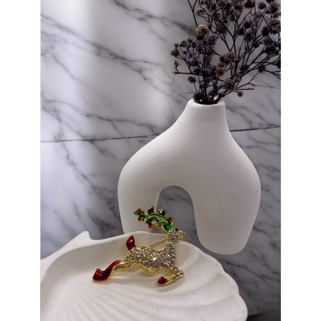 Yılbaşı Ren Geyiği Taşlı Broş Yılbaşı Ren Geyiği Taşlı Broş