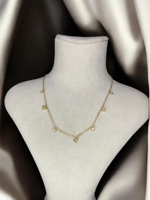 Çelik Minik Kalp Figürlü Zarif Charmlı Kadın Kolye