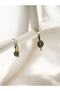 Çelik Kedi Gözü Taşlı Küpe