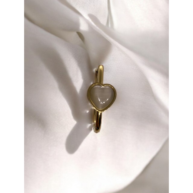 Çelik Kalp Detaylı Taşlı Küpe