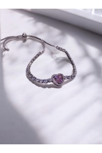 Çelik Gold Asansörlü Pembe Kalpli Pandora Bileklik