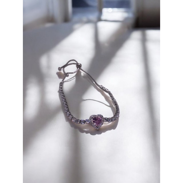 Çelik Gold Asansörlü Pembe Kalpli Pandora Bileklik