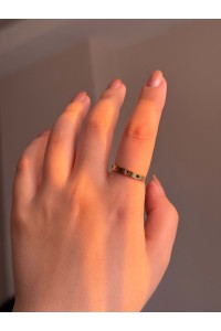 Renkli Taşlı Kuzey Yıldızı Motifli Çelik Gold Yüzük