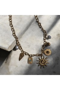 Çelik Çoklu Charm Güneş Kadın Kolye - Bikini Kolye Çelik Çoklu Charm Güneş Kadın Kolye - Bikini Kolye