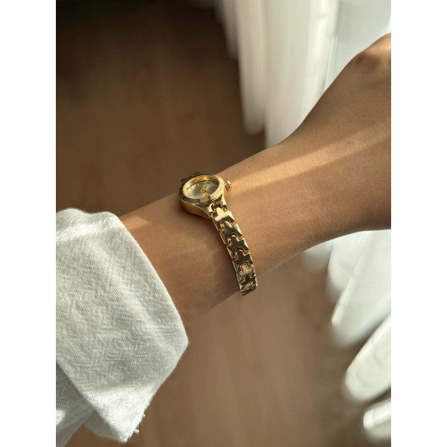 İnce Kordonlu Vintage Çelik Gold Minimal Kadın Kol Saati 33