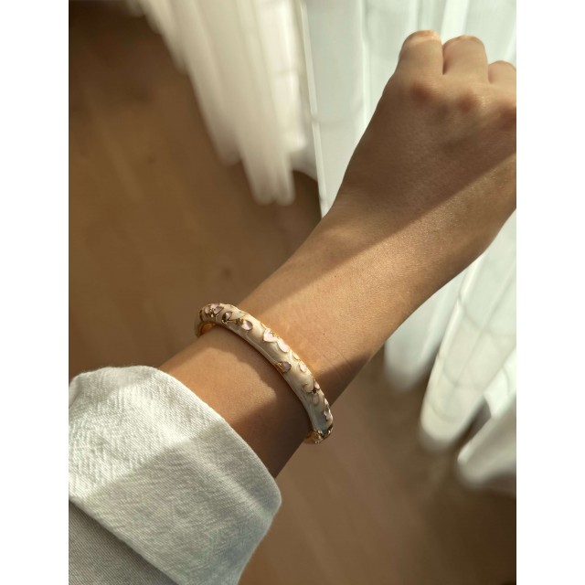 Pembe Çiçek Mineli Kadın Vintage Kelepçe Bileklik