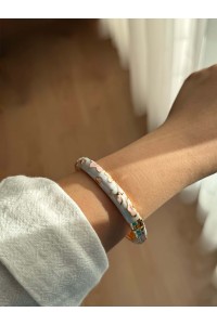 Lila Çiçek Mineli Kadın Vintage Kelepçe Bileklik