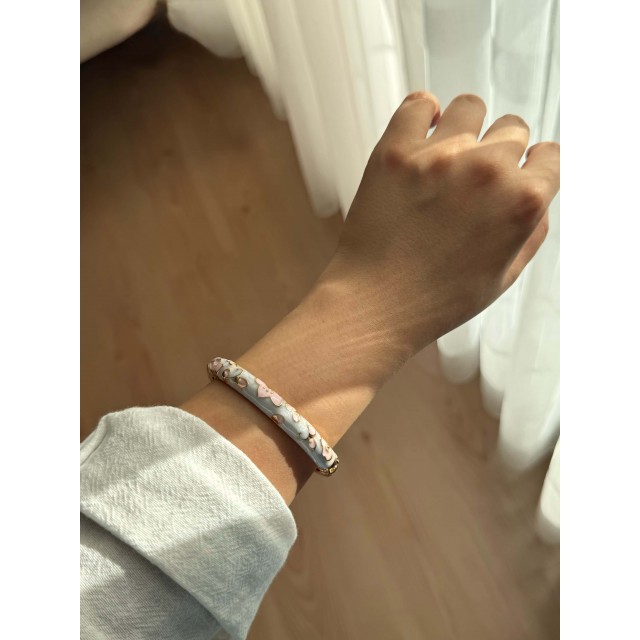 Lila Çiçek Mineli Kadın Vintage Kelepçe Bileklik