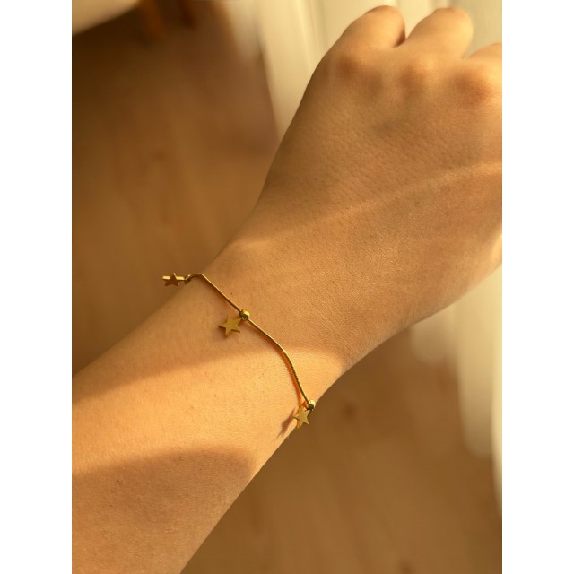 Yıldızlı Zarif Çelik Gold Kadın Bileklik