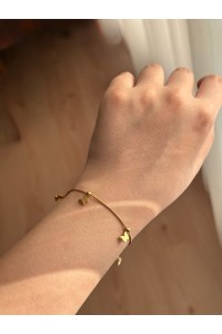 Kelebekli Zarif Çelik Gold Kadın Bileklik