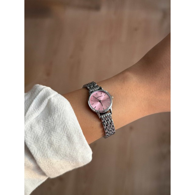 Yuvarlak Pembe Kadranlı İnce Gümüş Kordon Minimal Kadın Kol Saati - 41 Yuvarlak Pembe Kadranlı İnce Gümüş Kordon Minimal Kadın Kol Saati - 41