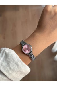 Yuvarlak Pembe Kadranlı İnce Gümüş Kordon Minimal Kadın Kol Saati - 41 Yuvarlak Pembe Kadranlı İnce Gümüş Kordon Minimal Kadın Kol Saati - 41