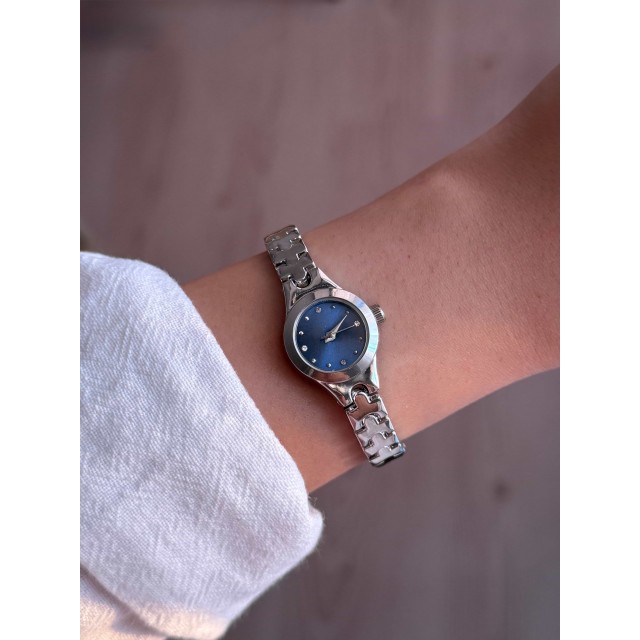 Lacivert Kadran İnce Kordon Vintage Çelik Gümüş Minimal Kadın Kol Saati - 45