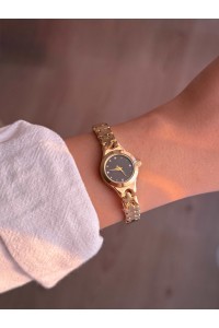 Siyah Kadran İnce Kordon Vintage Çelik Gold Minimal Kadın Kol Saati - 46