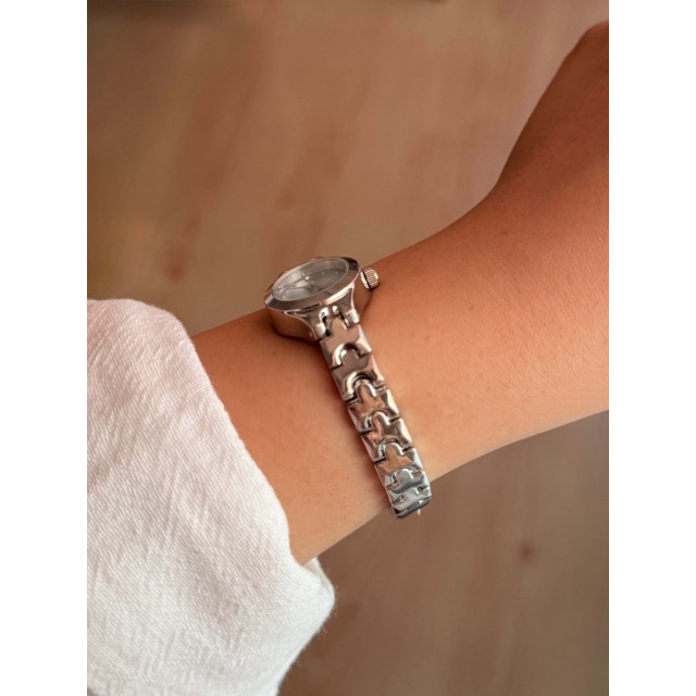 Buz Mavisi Kadran İnce Kordon Vintage Çelik Gümüş Minimal Kadın Kol Saati - 47