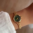 Zümrüt Yeşili Kadran İnce Kordon Vintage Çelik Gold Minimal Kadın Kol Saati - 48