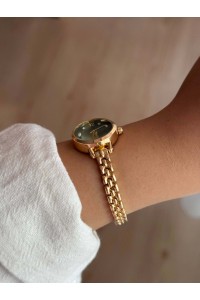 Zümrüt Yeşili Kadran İnce Kordon Vintage Çelik Gold Minimal Kadın Kol Saati - 48
