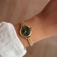 Zümrüt Yeşili Kadran İnce Kordon Vintage Çelik Gold Minimal Kadın Kol Saati - 48