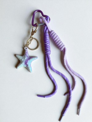 Yıldız Figürlü Mor Pembe Çanta Charmı, Aksesuar, Anahtarlık, Çanta Süsü