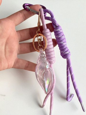Deniz Kabuğu Figürlü Mor Pembe Çanta Charmı, Aksesuar, Anahtarlık, Çanta Süsü